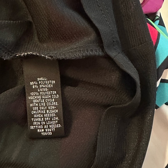 #42 NICOLE MILLER ~ Colorful Abstract 3/4 Sleeve Midi Dress Fully Lined Deep V - Picture 6 of 9